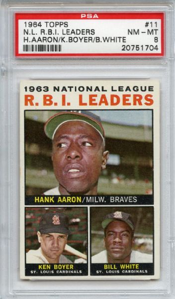 1964 Topps 11 NL RBI Leaders Hank Aaron PSA NM-MT 8
