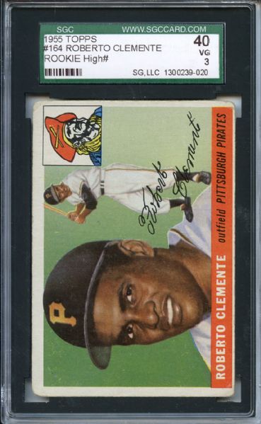 1955 Topps 164 Roberto Clemente Rookie SGC VG 40 / 3