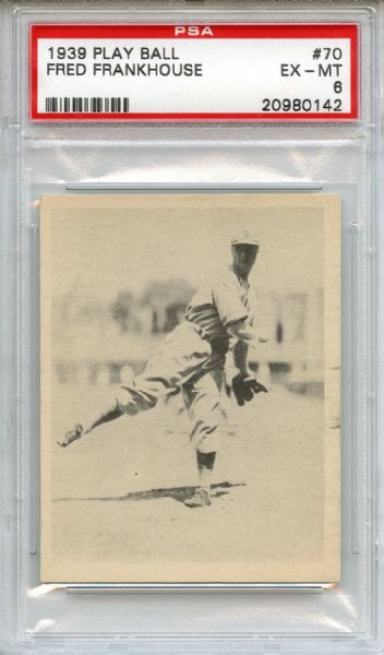 1939 Play Ball 70 Fred Frankhouse PSA EX-MT 6