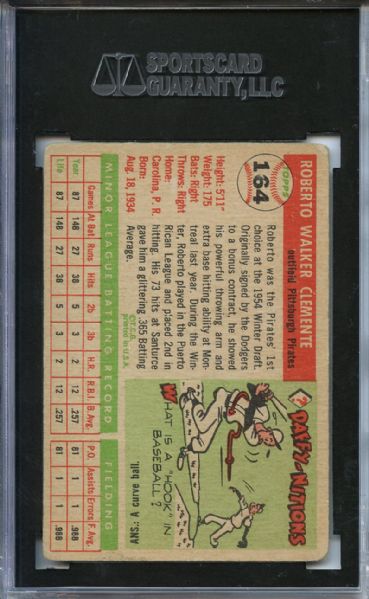 1955 Topps 164 Roberto Clemente Rookie SGC VG 40 / 3