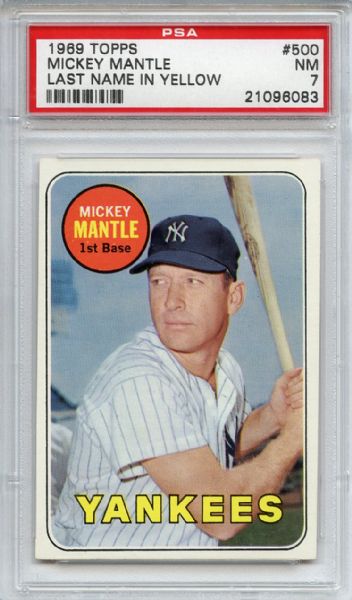 1969 Topps 500 Mickey Mantle PSA NM 7
