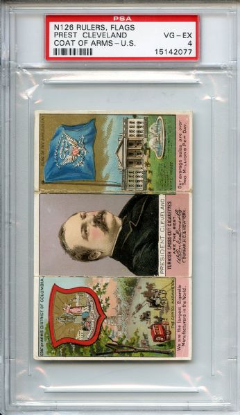 N133 1888 W Duke, Sons, and Co Coat of Arms District of Columbia President Grover Cleveland PSA VG-EX 4