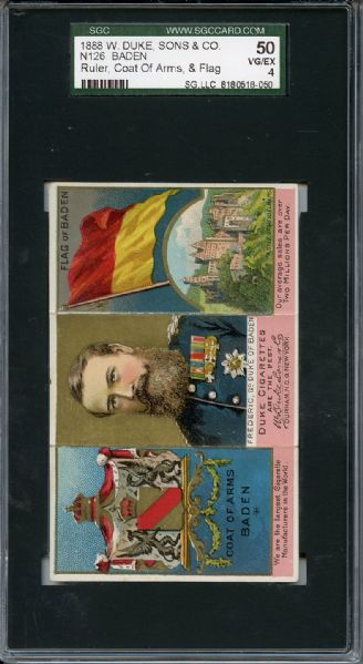 N126 1888 W Duke, Sons & Co - Rulers, Flags & Coats of Arms Baden SGC VG/EX 50 / 4