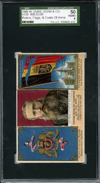 N126 1888 W Duke, Sons & Co - Rulers, Flags & Coats of Arms Belgium SGC VG/EX 50 / 4
