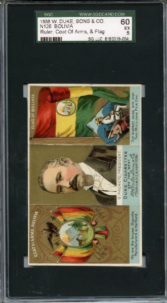 N126 1888 W Duke, Sons & Co - Rulers, Flags & Coats of Arms Bolivia SGC EX 60 / 5