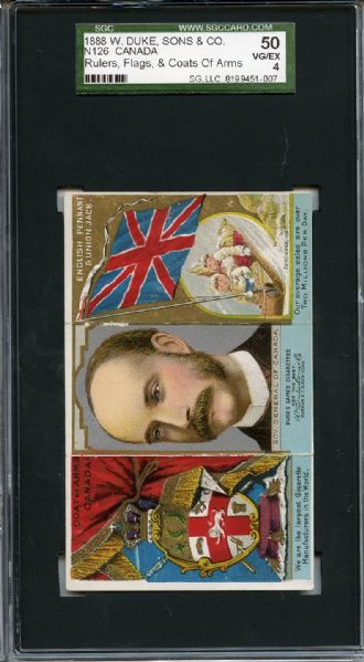 N126 1888 W Duke, Sons & Co - Rulers, Flags & Coats of Arms Canada SGC VG/EX 50 / 4
