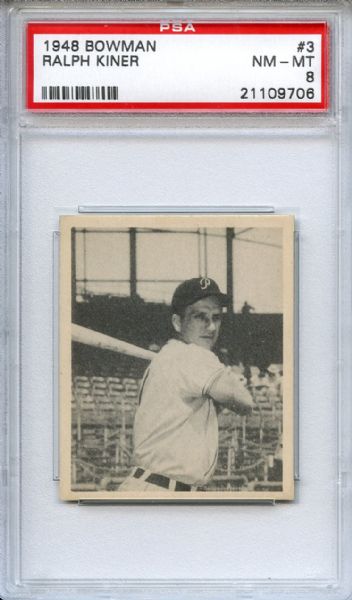 1948 Bowman 3 Ralph Kiner Rookie PSA NM-MT 8