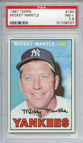 1967 Topps 150 Mickey Mantle PSA NM+ 7.5
