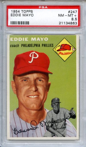 1954 Topps 247 Eddie Mayo PSA NM-MT+ 8.5