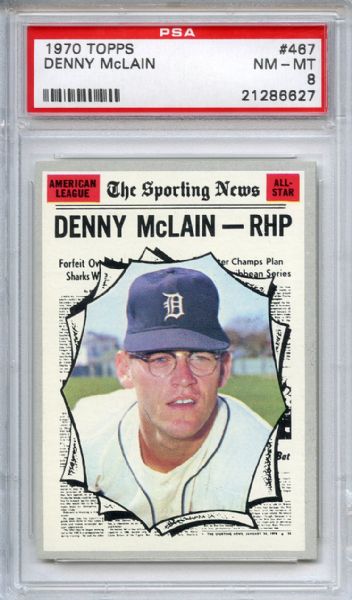 1970 Topps 467 Denny McLain All Star PSA NM-MT 8