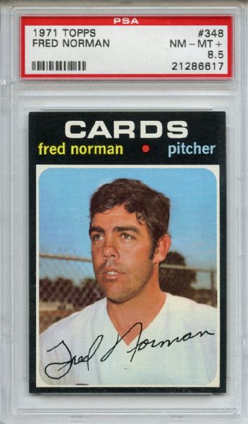 1971 Topps 348 Fred Norman PSA NM-MT+ 8.5