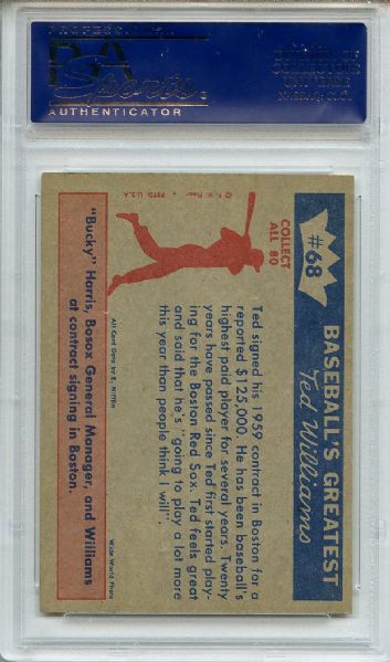 1959 Fleer 68 Ted Williams Signs for 1959 PSA NM-MT 8