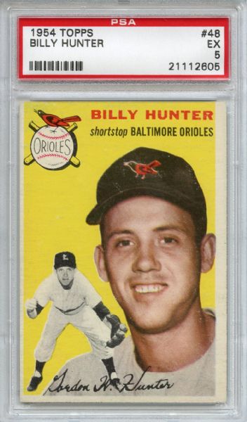 1954 Topps 48 Billy Hunter PSA EX 5