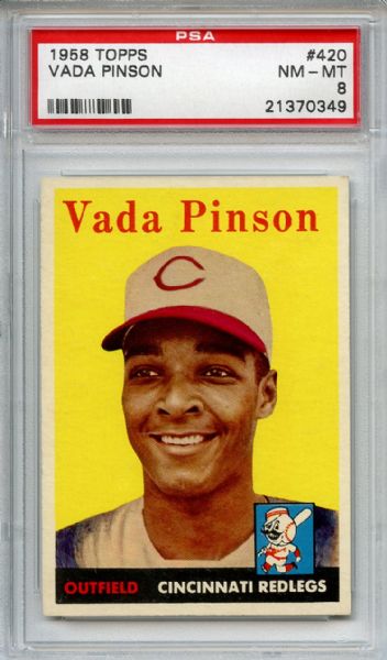 1958 Topps 420 Vada Pinson Rookie PSA NM-MT 8