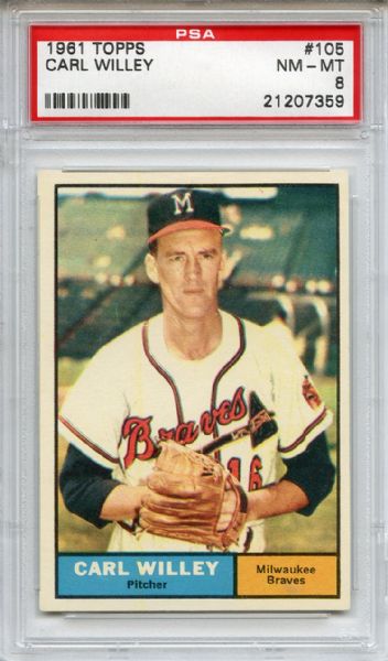 1961 Topps 105 Carl Willey PSA NM-MT 8