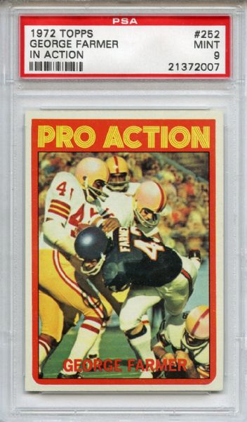 1972 Topps 252 George Farmer In Action PSA MINT 9