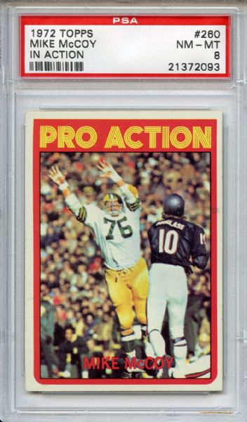1972 Topps 260 Mike McCoy In Action PSA NM-MT 8