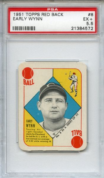 1951 Topps Red Back 8 Early Wynn PSA EX+ 5.5