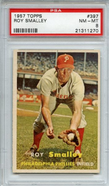 1957 Topps 397 Roy Smalley PSA NM-MT 8