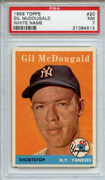 1958 Topps 20 Gil McDougald PSA NM 7