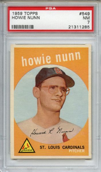 1959 Topps 549 Howie Nunn PSA NM 7