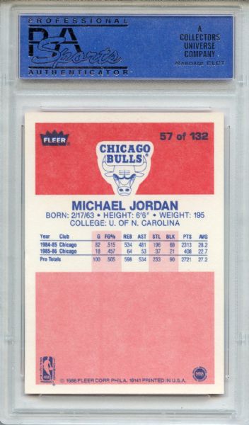 1986 Fleer 57 Michael Jordan RC PSA NM-MT 8