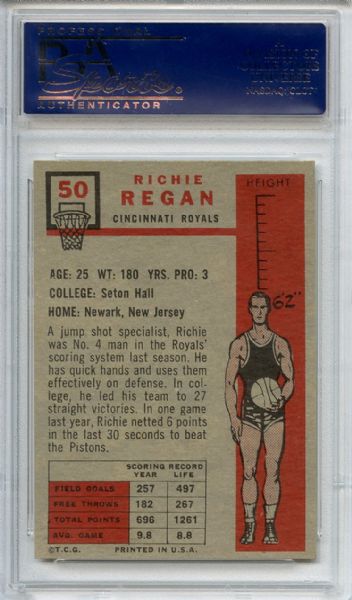 1957 Topps 50 Richie Regan PSA NM-MT 8