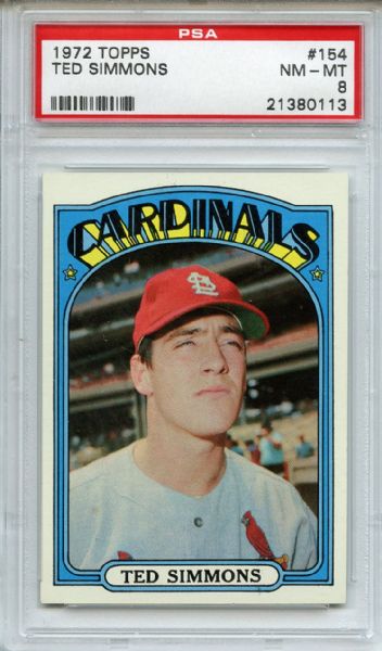 1972 Topps 154 Ted Simmons PSA NM-MT 8