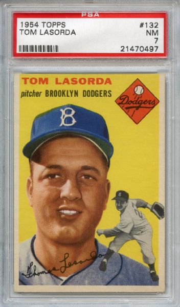 1954 Topps 132 Tommy Lasorda RC PSA NM 7