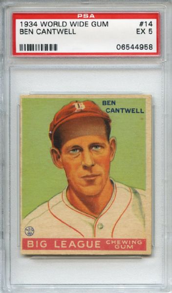 1934 World Wide Gum 14 Ben Cantwell PSA EX 5