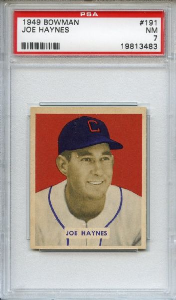 1949 Bowman 191 Joe Haynes PSA NM 7
