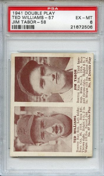 1941 Double Play 57/58 Ted Williams Jim Tabor PSA EX-MT 6
