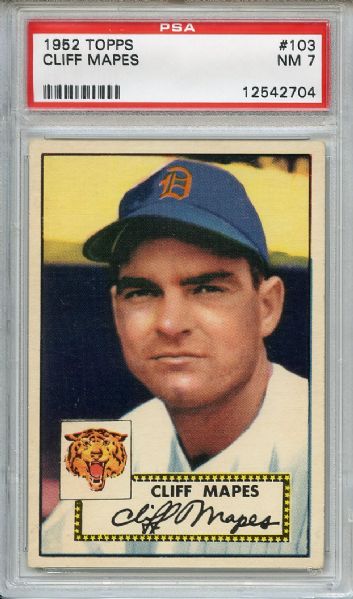 1952 Topps 103 Cliff Mapes PSA NM 7