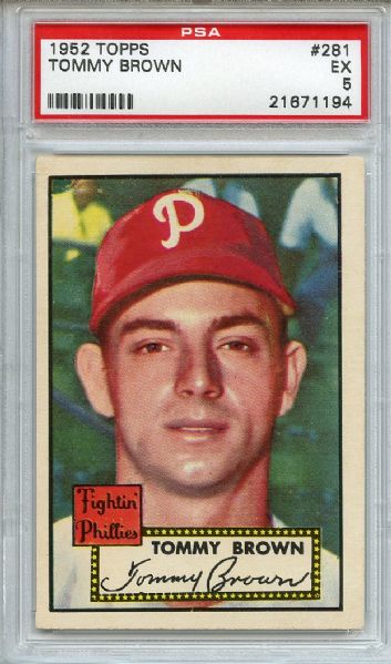 1952 Topps 281 Tommy Brown PSA EX 5