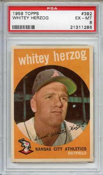 1959 Topps 392 Whitey Herzog PSA EX-MT 6