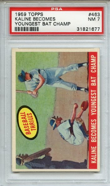 1959 Topps 463 Kaline Becomes Youngest Batting Champ PSA NM 7