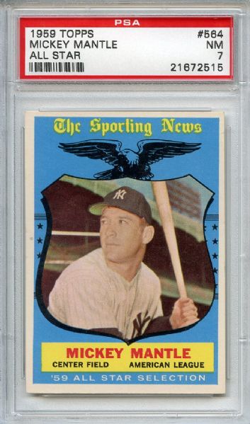 1959 Topps 564 Mickey Mantle PSA NM 7