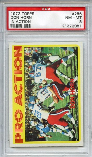 1970 Topps 256 Don Horn In Action PSA NM-MT 8