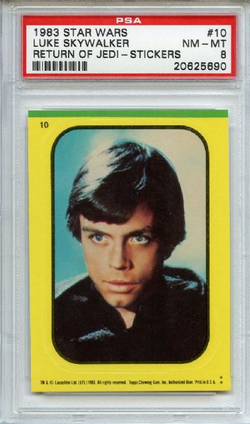 1983 Star Wars Return of the Jedi Stickers 10 Luke Skywalker PSA NM-MT 8