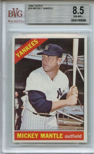 1966 Topps 50 Mickey Mantle BVG NM-MT+ 8.5