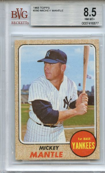 1968 Topps 280 Mickey Mantle BVG NM-MT+ 8.5