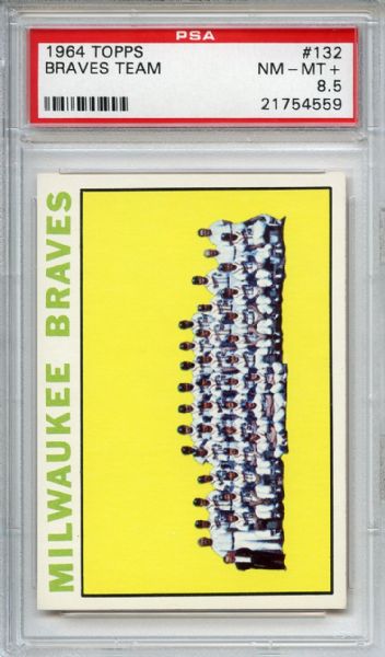 1964 Topps 132 Milwaukee Braves PSA NM-MT+ 8.5