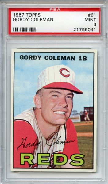 1967 Topps 61 Gordy Coleman PSA MINT 9