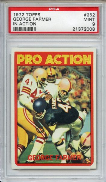 1972 Topps 252 George Farmer In Action PSA MINT 9
