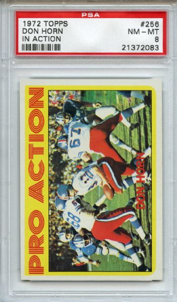 1972 Topps 256 Don Horn In Action PSA NM-MT 8