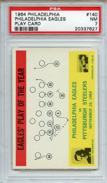 1964 Philadelphia 140 Philadelphia Eagles Play Card PSA NM 7