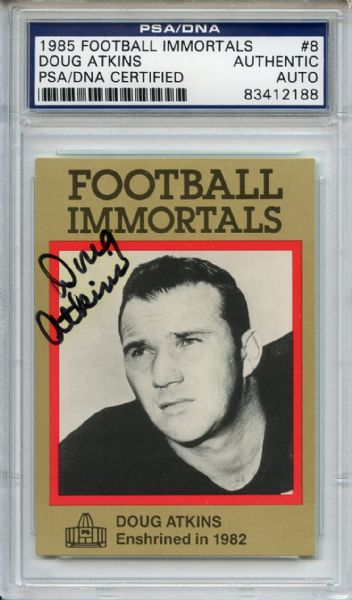 Doug Atkins 8 Signed 1985 Football Immortals Card PSA/DNA
