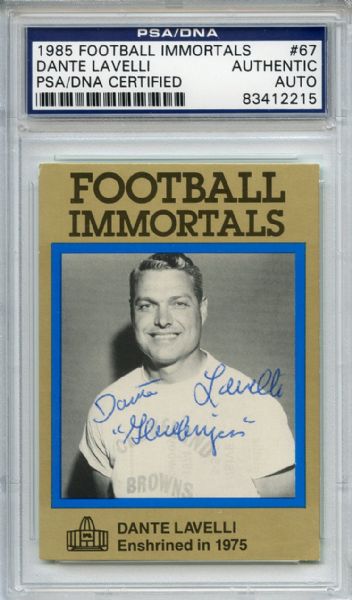 Dante Lavelli 67 Signed 1985 Football Immortals Card PSA/DNA