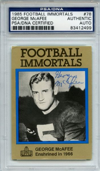 George McAfee 78 Signed 1985 Football Immortals Card PSA/DNA