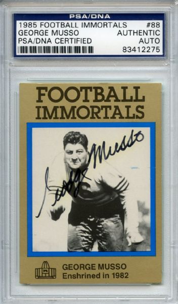 George Musso 88 Signed 1985 Football Immortals Card PSA/DNA